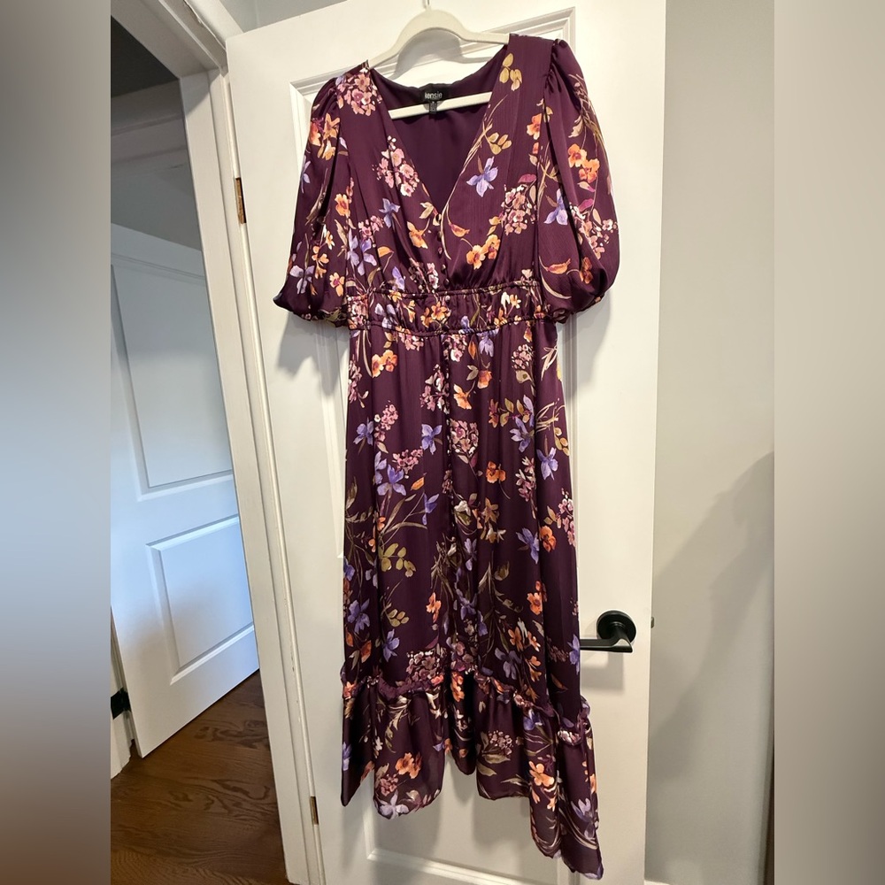 Kensie Purple Floral Dress - fall wedding guest dress - worn once
